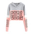 Crop Top Hoodie  Sweatshirt Hoodies Women Patchwork Lett - ROUTINE FASHION